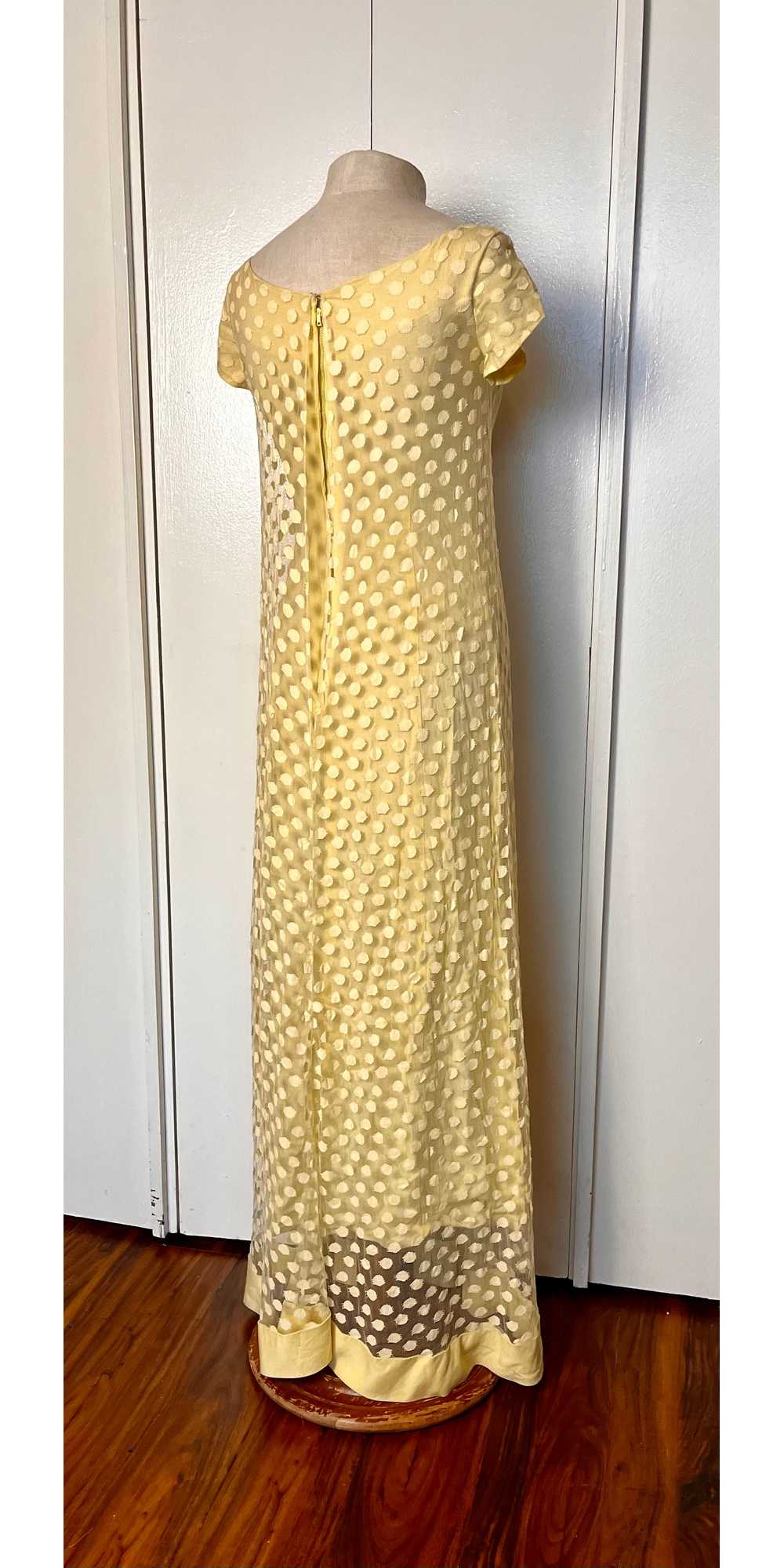 Vintage 1960's Yellow Swiss Dot Maxi Dress - image 9