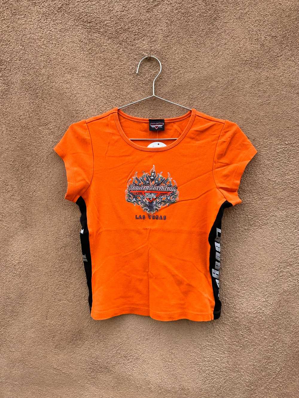 Orange Harley Davidson Cafe Girlie T-shirt - Las … - image 1