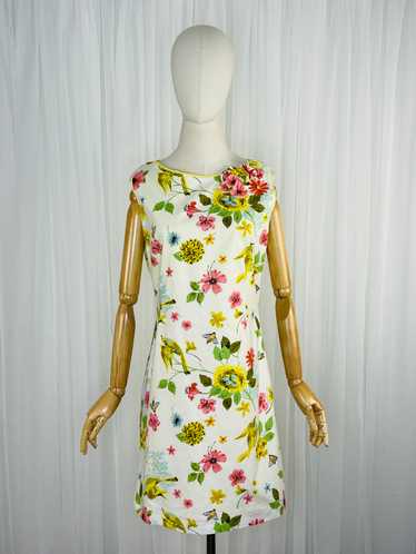 1960s novelty bird print dress