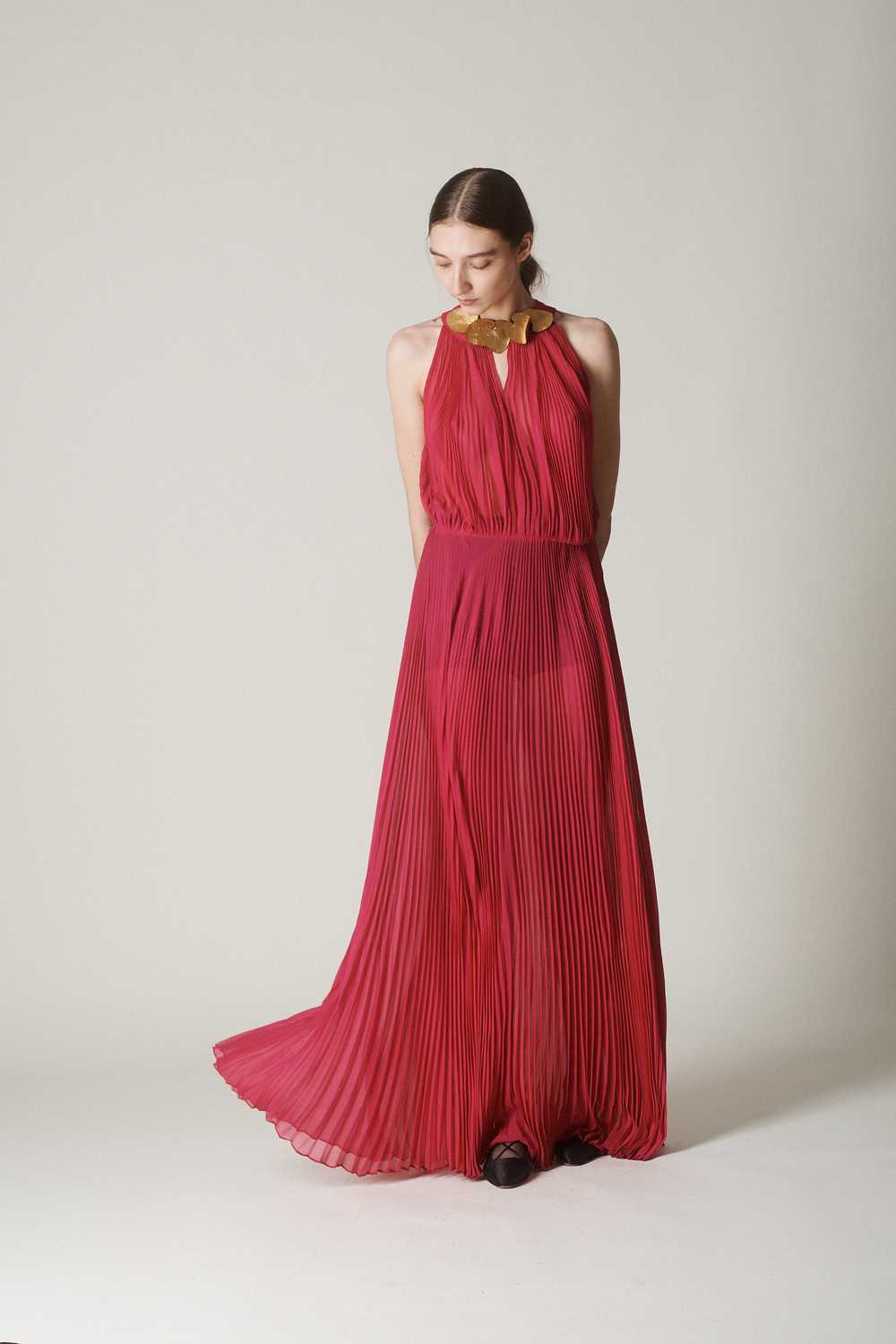 Vintage Pleated Chiffon Gown - image 3