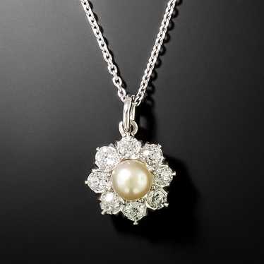 Edwardian Natural Pearl and Diamond Pendant