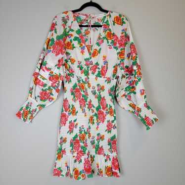 Rhode Anya Mini Floral Smocked Dress Puff Long Sl… - image 1