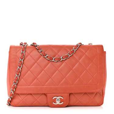 CHANEL Lambskin Large Coco Rider Flap Coral