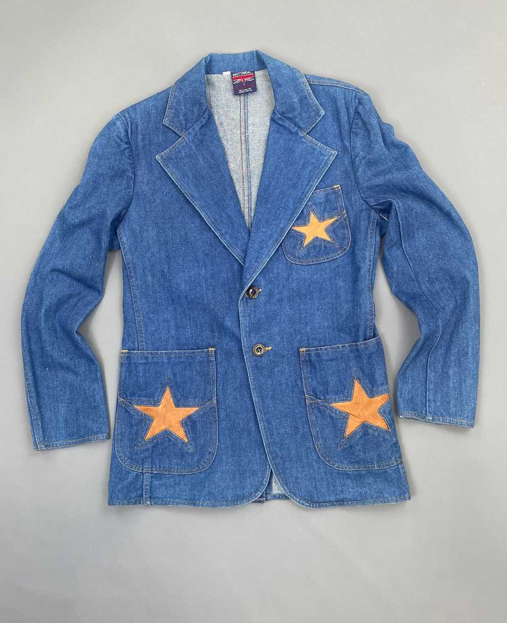 KILLER 1970S WESTERN STYLE DENIM SUIT JACKET STAR… - image 1