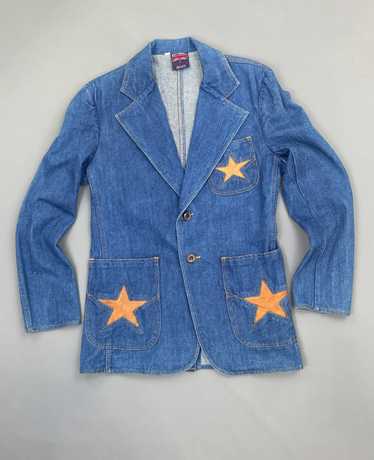 KILLER 1970S WESTERN STYLE DENIM SUIT JACKET STAR… - image 1