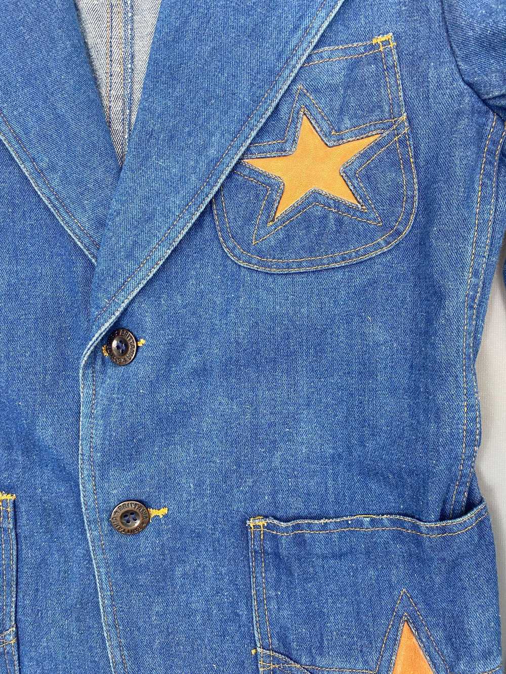 KILLER 1970S WESTERN STYLE DENIM SUIT JACKET STAR… - image 3