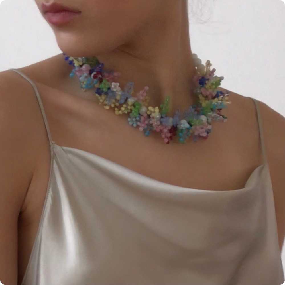 Vintage Venetian Multi-Color Glass Collar Necklace - image 3