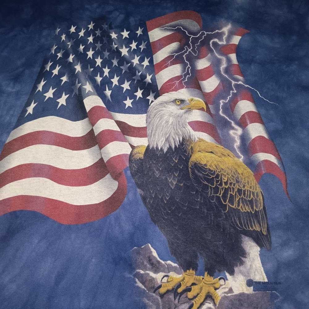 Vintage y2k the mountain tye dye eagle flag tee s… - image 2