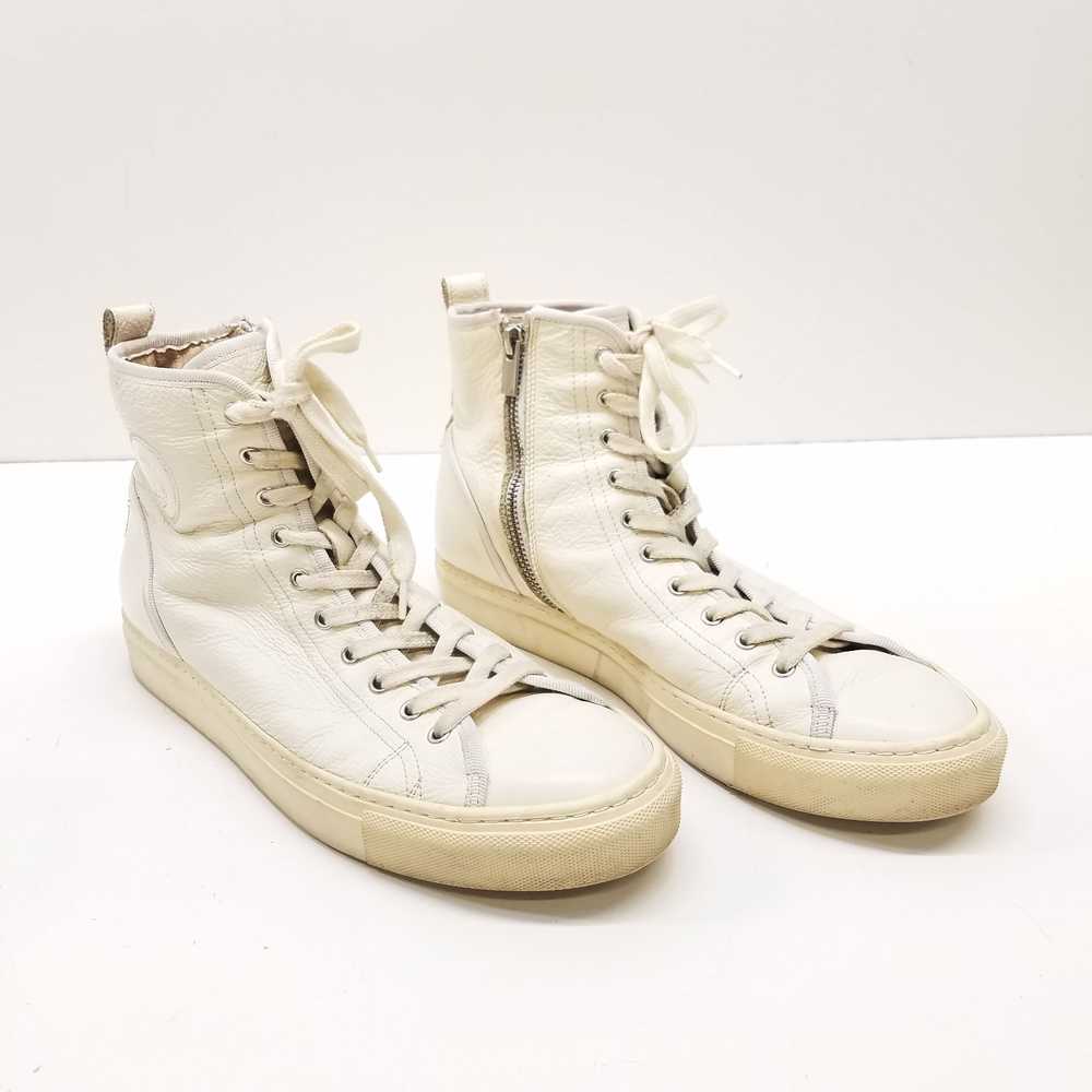The Kooples Ivory Leather Hi Top Lace Zip Sneaker… - image 3
