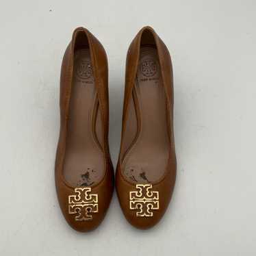 Tory Burch Womens Brown Leather Monogram Round To… - image 1