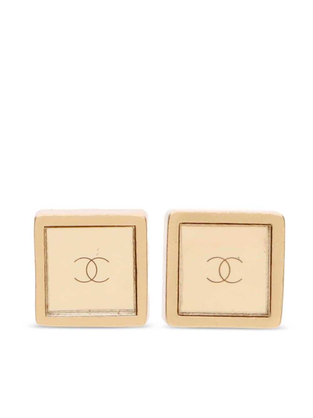 CHANEL Pre-Owned 2001 CC square stud earrings - G… - image 1