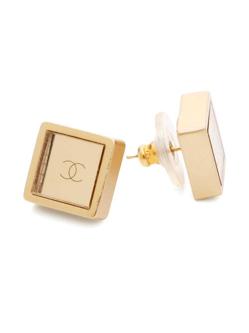 CHANEL Pre-Owned 2001 CC square stud earrings - G… - image 3