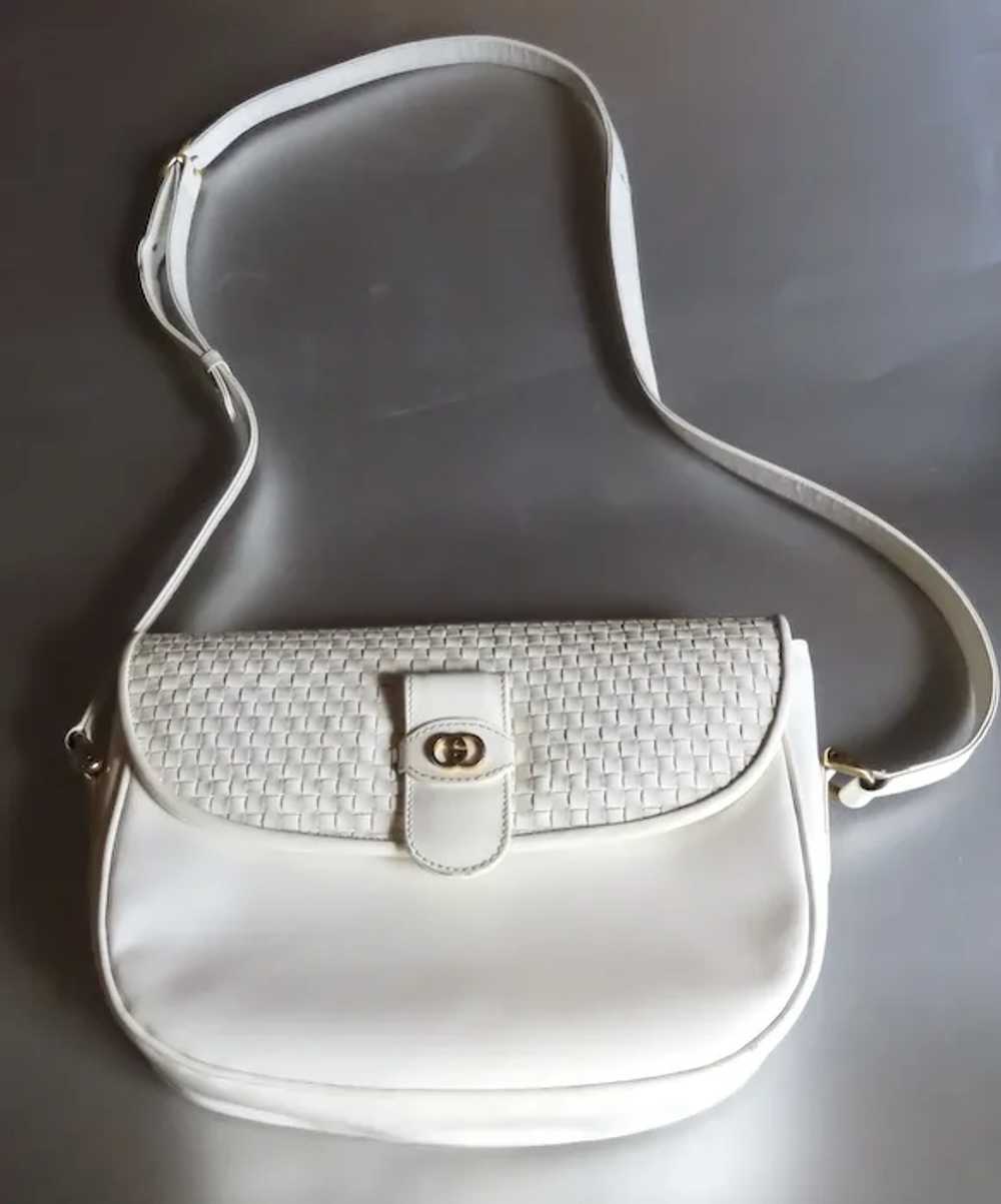 Vintage Gucci White Leather Woven Hand Bag - image 10
