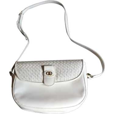 Vintage Gucci White Leather Woven Hand Bag - image 1