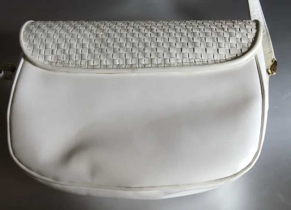 Vintage Gucci White Leather Woven Hand Bag - image 2