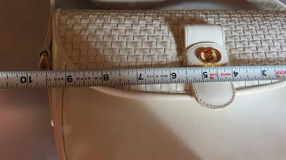 Vintage Gucci White Leather Woven Hand Bag - image 9