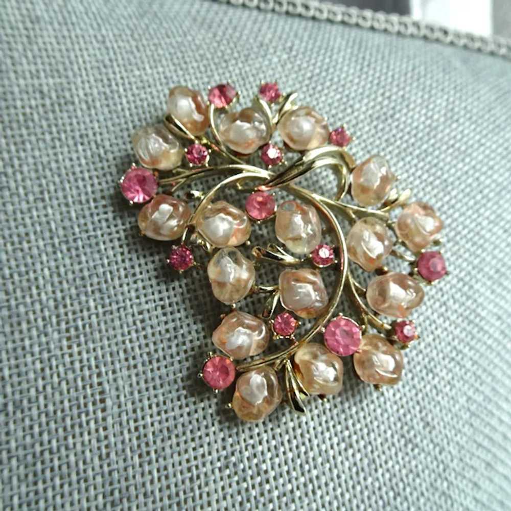 FABULOUS Vintage Coro Pin, Sparkling Pink Rhinest… - image 3