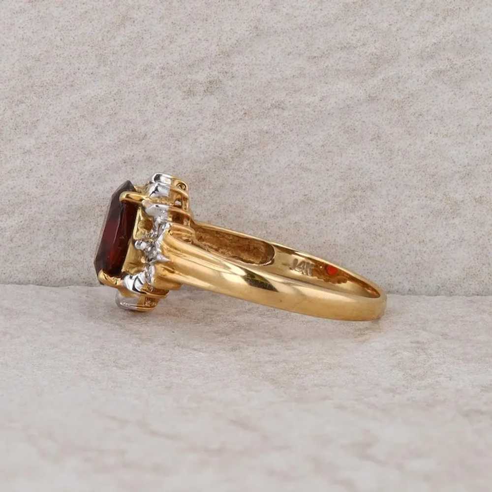 14k Yellow Gold Mozambique Garnet and Diamond Ring - image 2