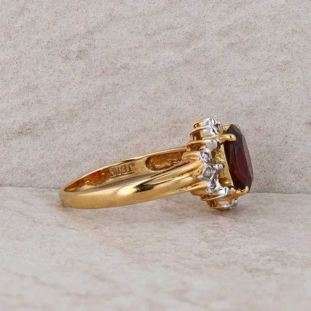 14k Yellow Gold Mozambique Garnet and Diamond Ring - image 3