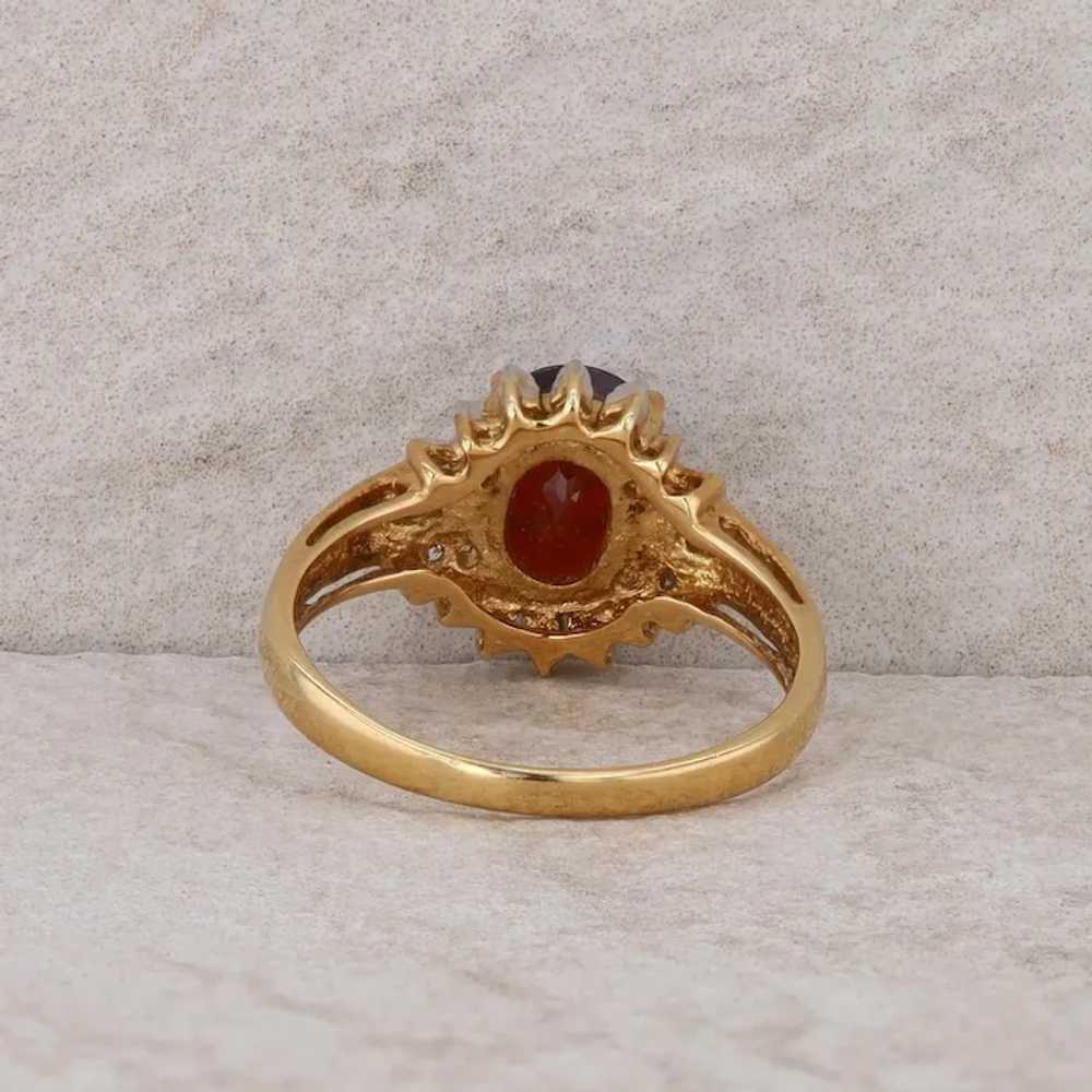 14k Yellow Gold Mozambique Garnet and Diamond Ring - image 4