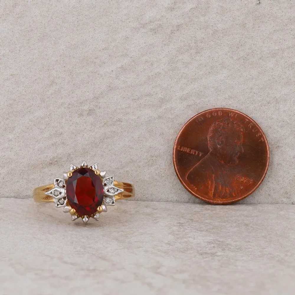 14k Yellow Gold Mozambique Garnet and Diamond Ring - image 5