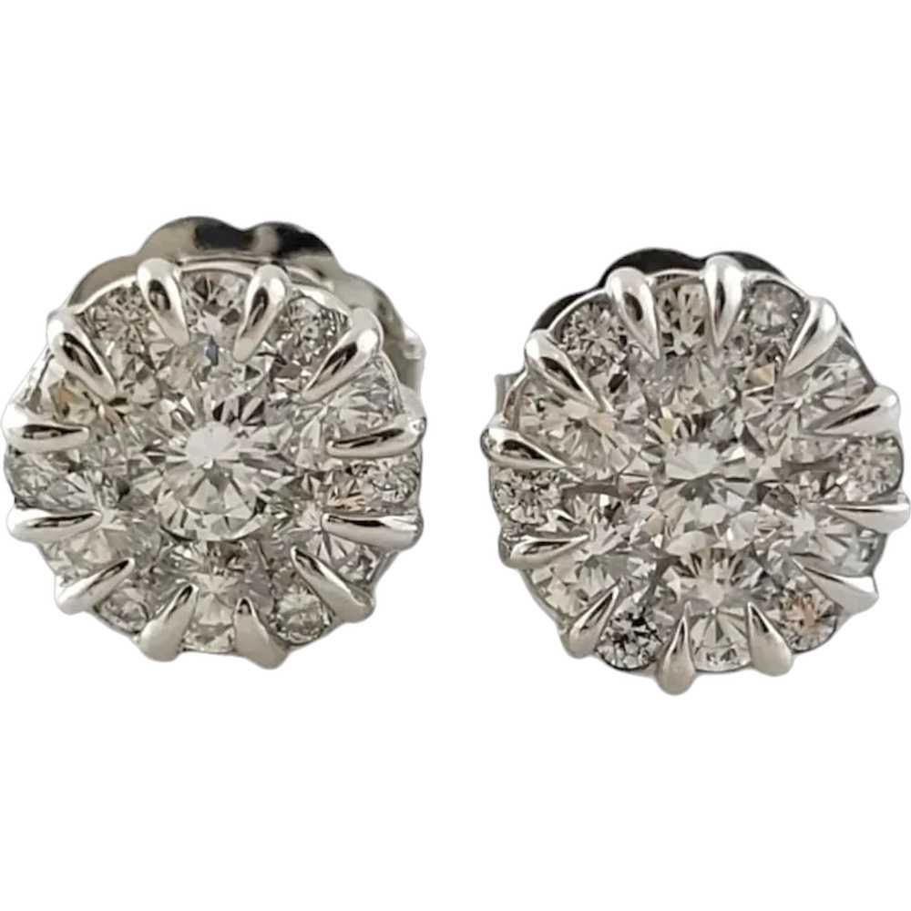18 Karat White Gold Diamond Cluster Earrings #169… - image 1