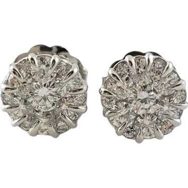18 Karat White Gold Diamond Cluster Earrings #169… - image 1