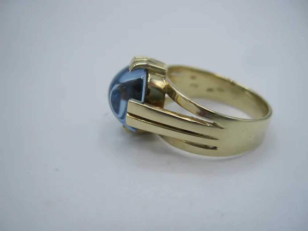 14K European Hallmarked Blue Topaz Ring - image 3