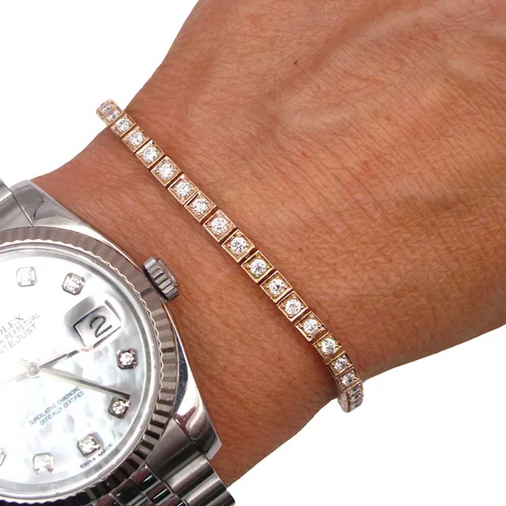 Rose Gold Diamond Tennis Bracelet 2.36 ctw 14k - image 8