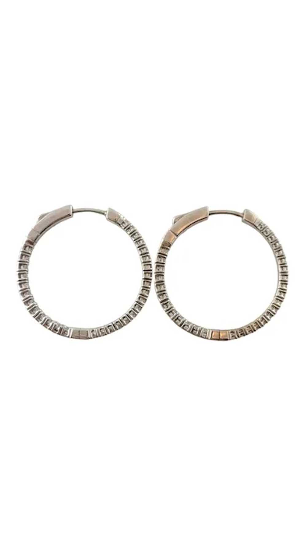 14 Karat White Gold Inside Out Diamond Hoop Earri… - image 2