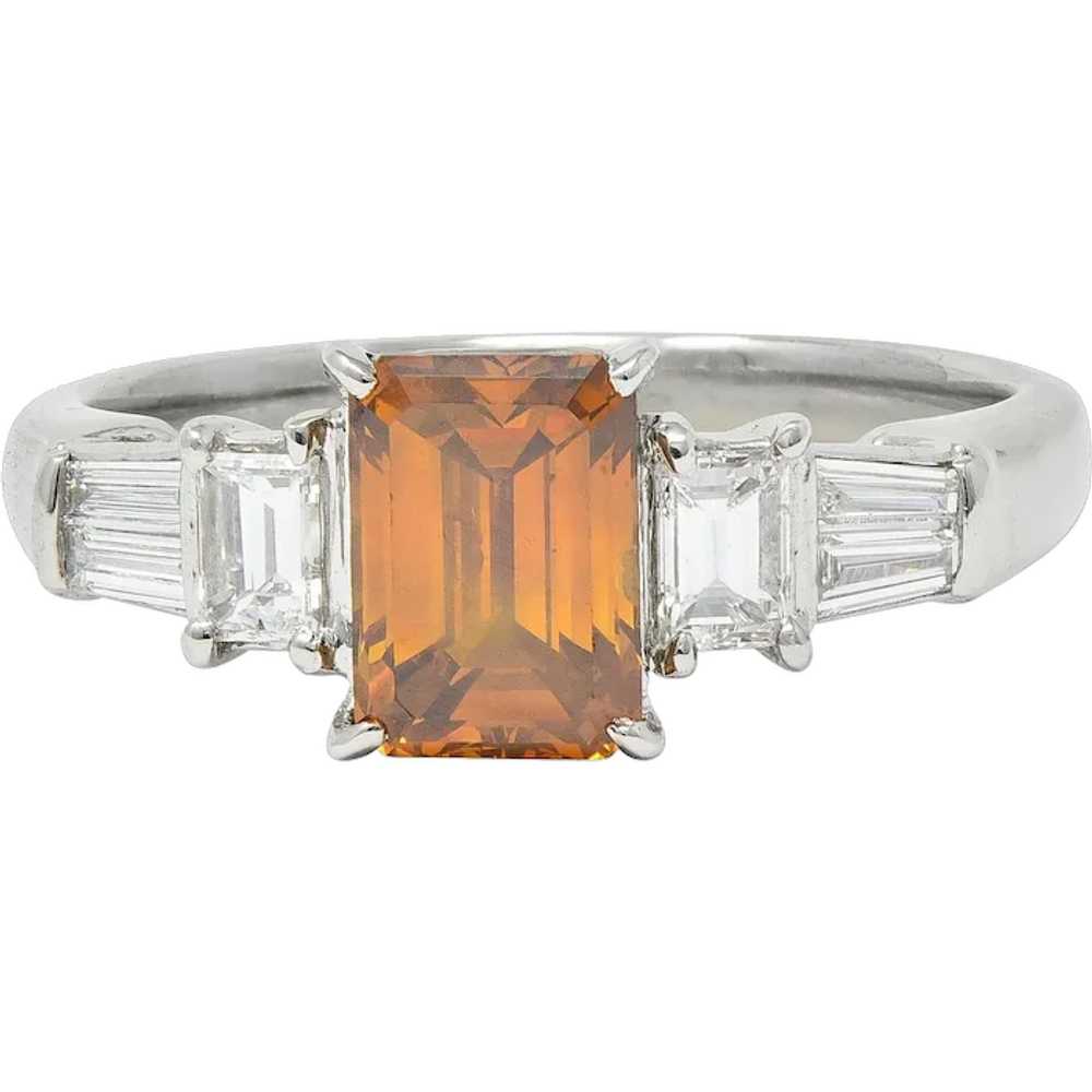 Contemporary Fancy Orange Brown Diamond Platinum … - image 1