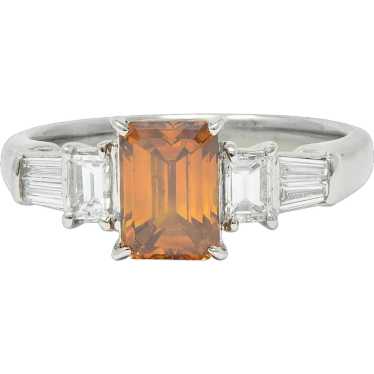 Contemporary Fancy Orange Brown Diamond Platinum … - image 1
