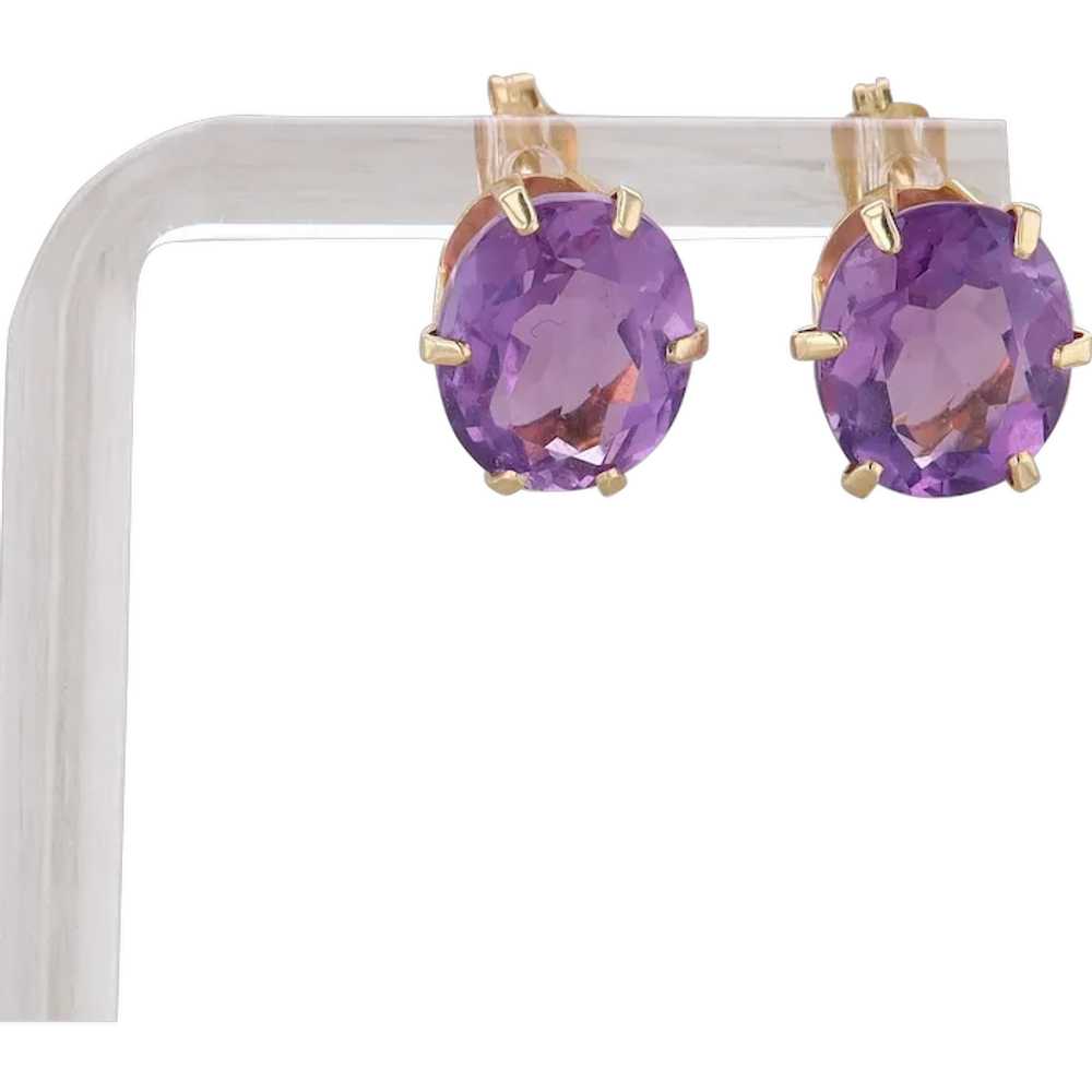 14k Amethyst Oval Stud Earrings - image 1