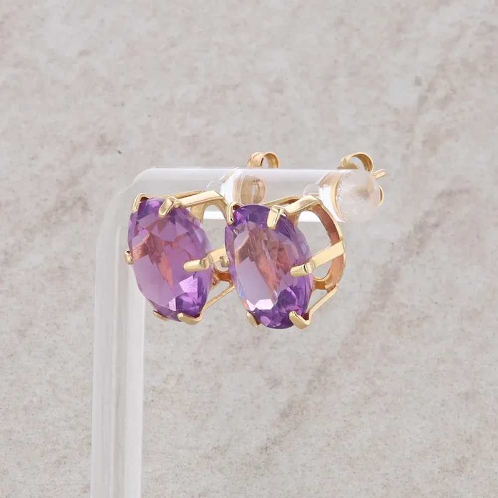 14k Amethyst Oval Stud Earrings - image 2