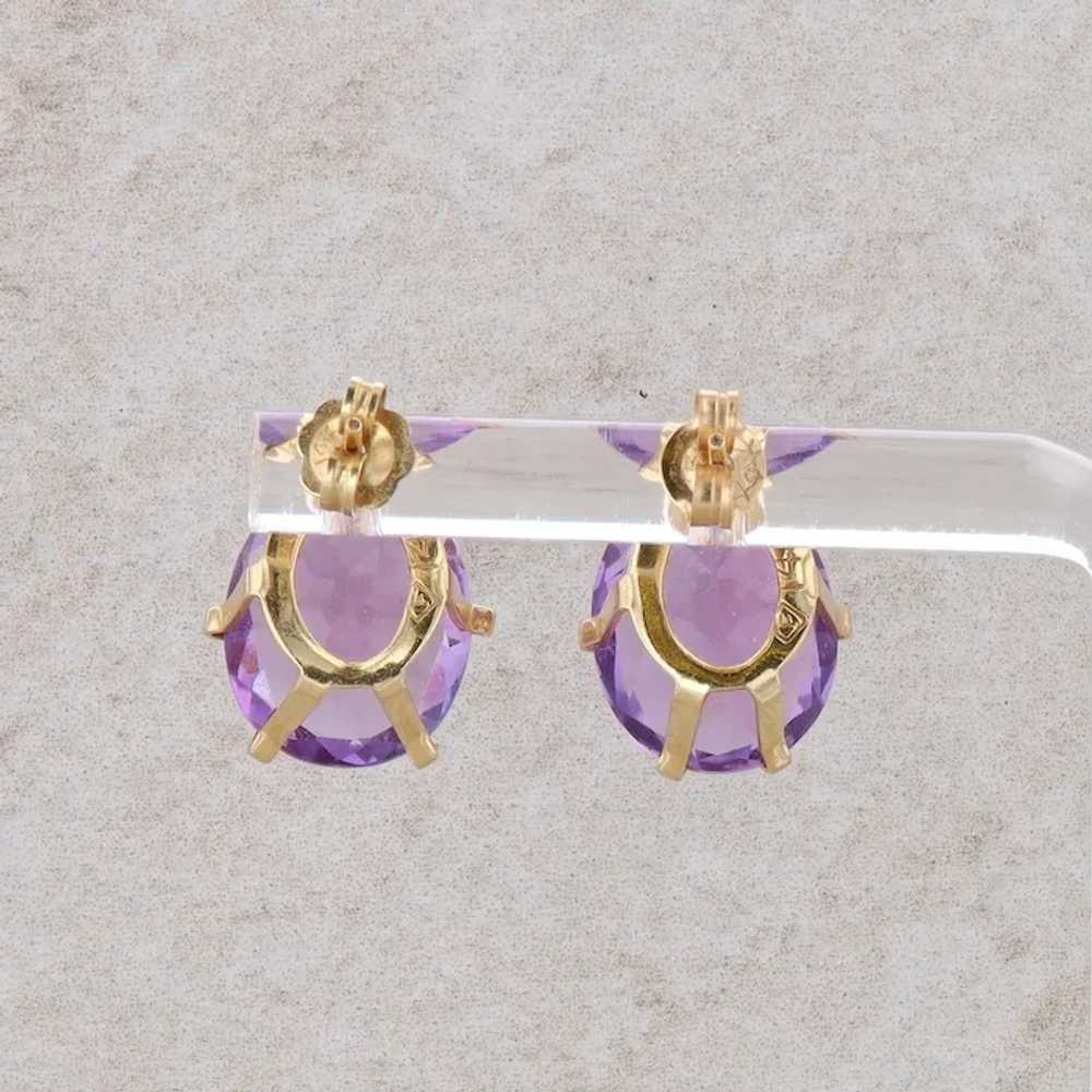 14k Amethyst Oval Stud Earrings - image 4