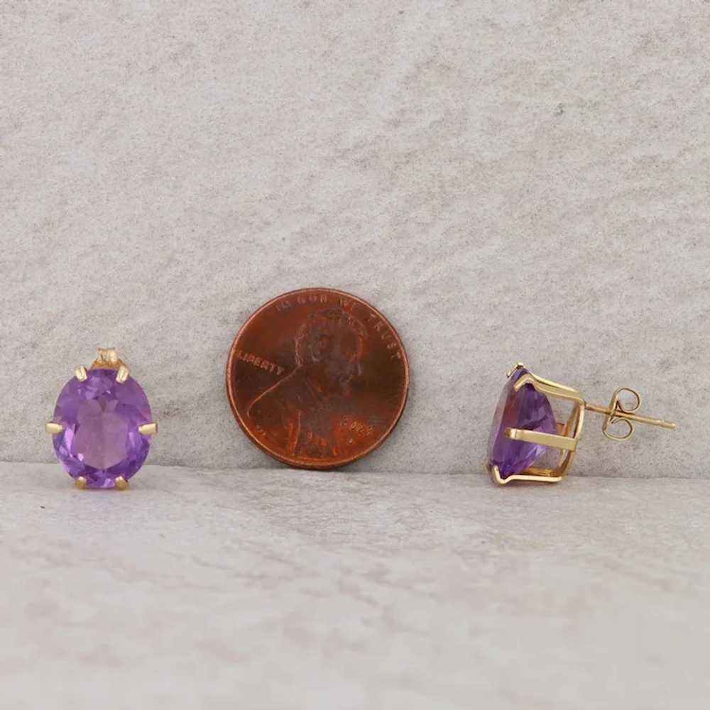 14k Amethyst Oval Stud Earrings - image 5