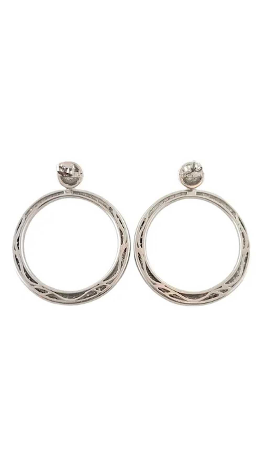 14 Karat White Gold and Diamond Hoop Dangle Earri… - image 3