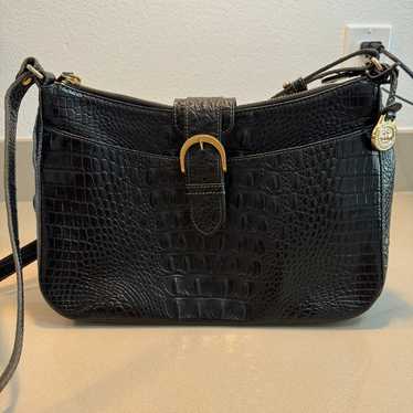 Black Leather Croc Brahmin Handbag