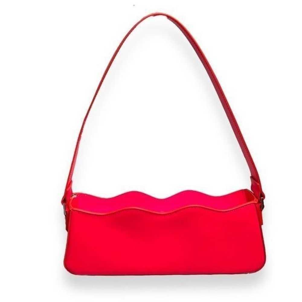 Mach and Mach Hot Pink Wave Baguette Leather Bag … - image 5