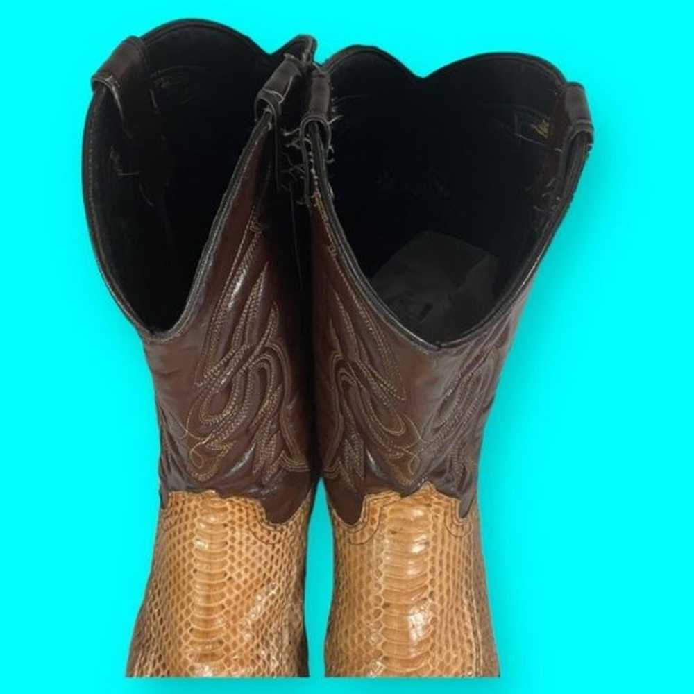 Vintage Snakeskin Patterned Cowboy Boots Size 9M - image 12