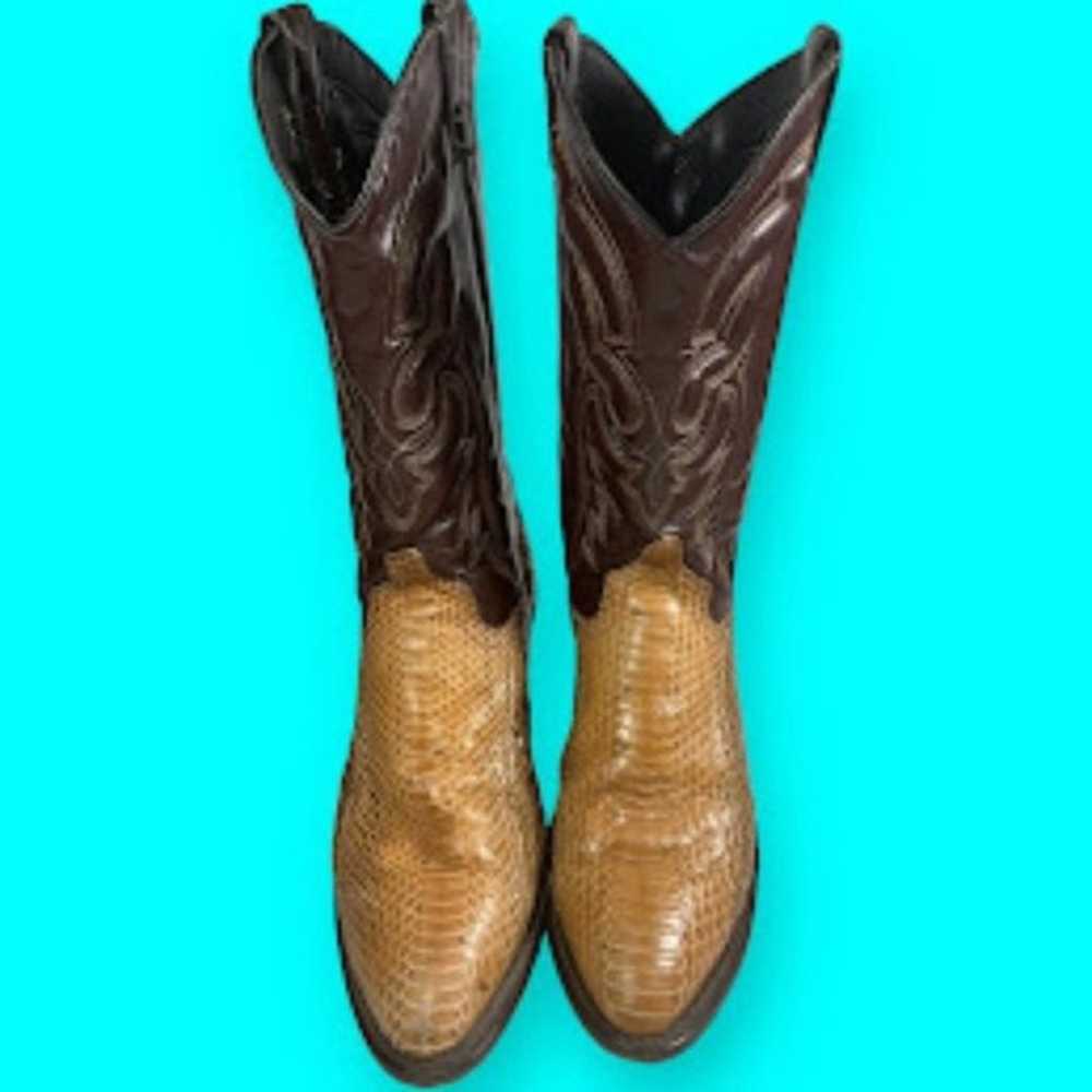 Vintage Snakeskin Patterned Cowboy Boots Size 9M - image 1