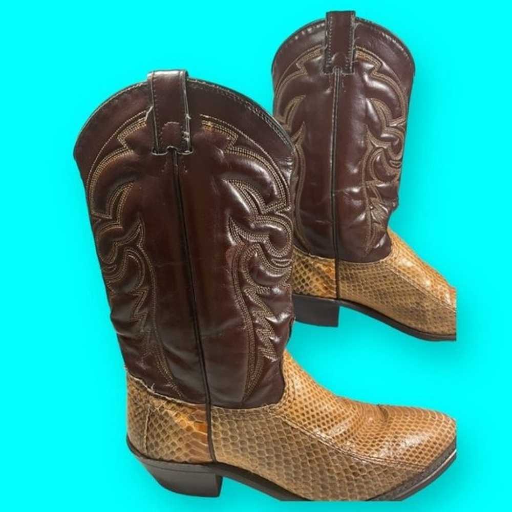 Vintage Snakeskin Patterned Cowboy Boots Size 9M - image 2