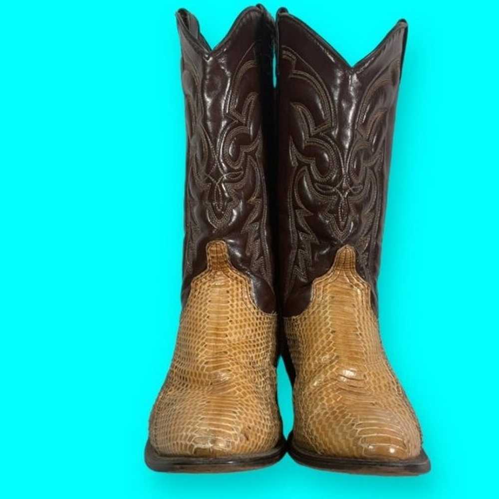 Vintage Snakeskin Patterned Cowboy Boots Size 9M - image 8