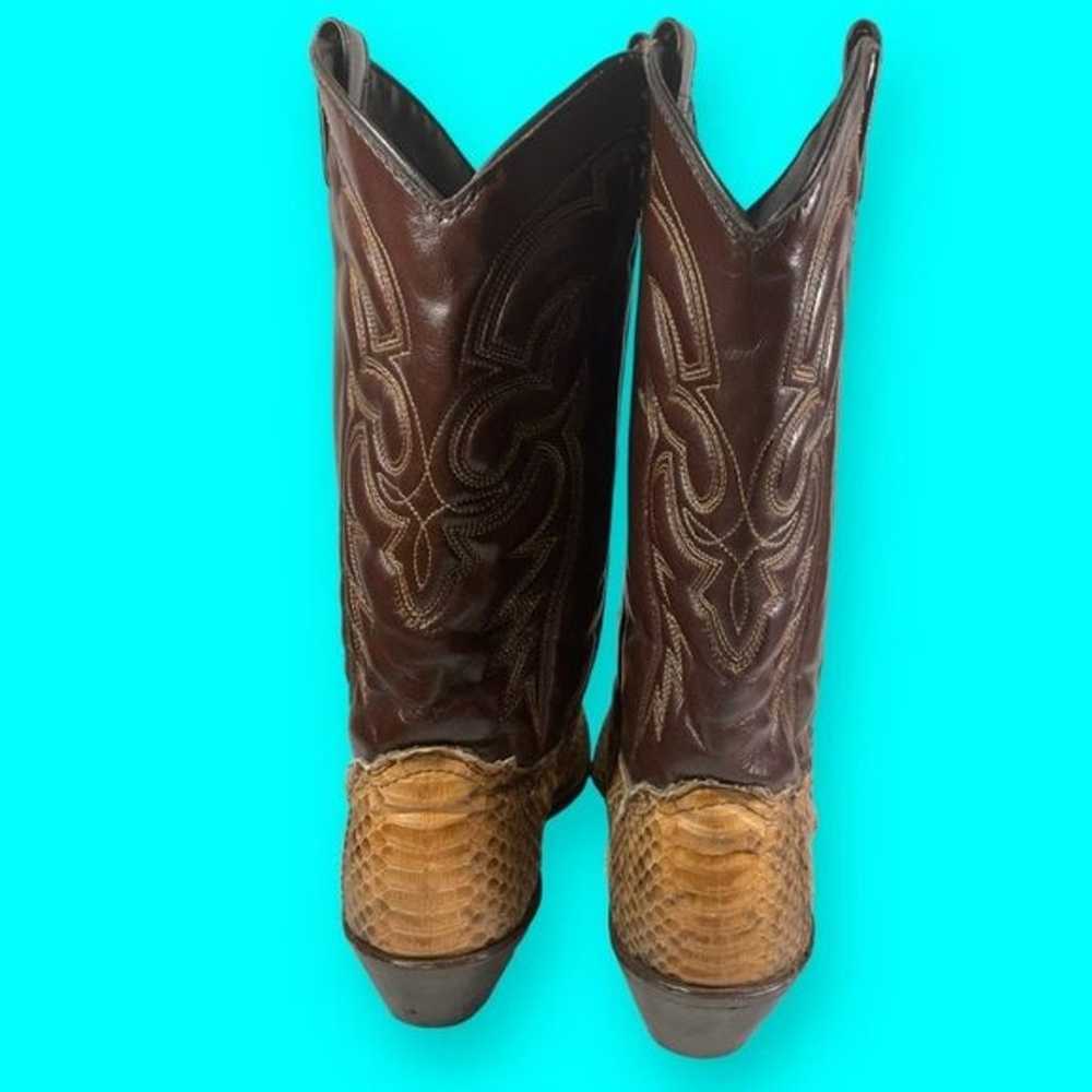 Vintage Snakeskin Patterned Cowboy Boots Size 9M - image 9