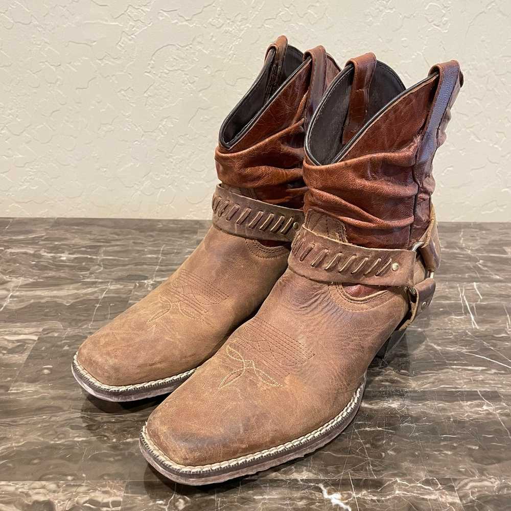Caballo Dorado Leather Cowboy Booties - image 1