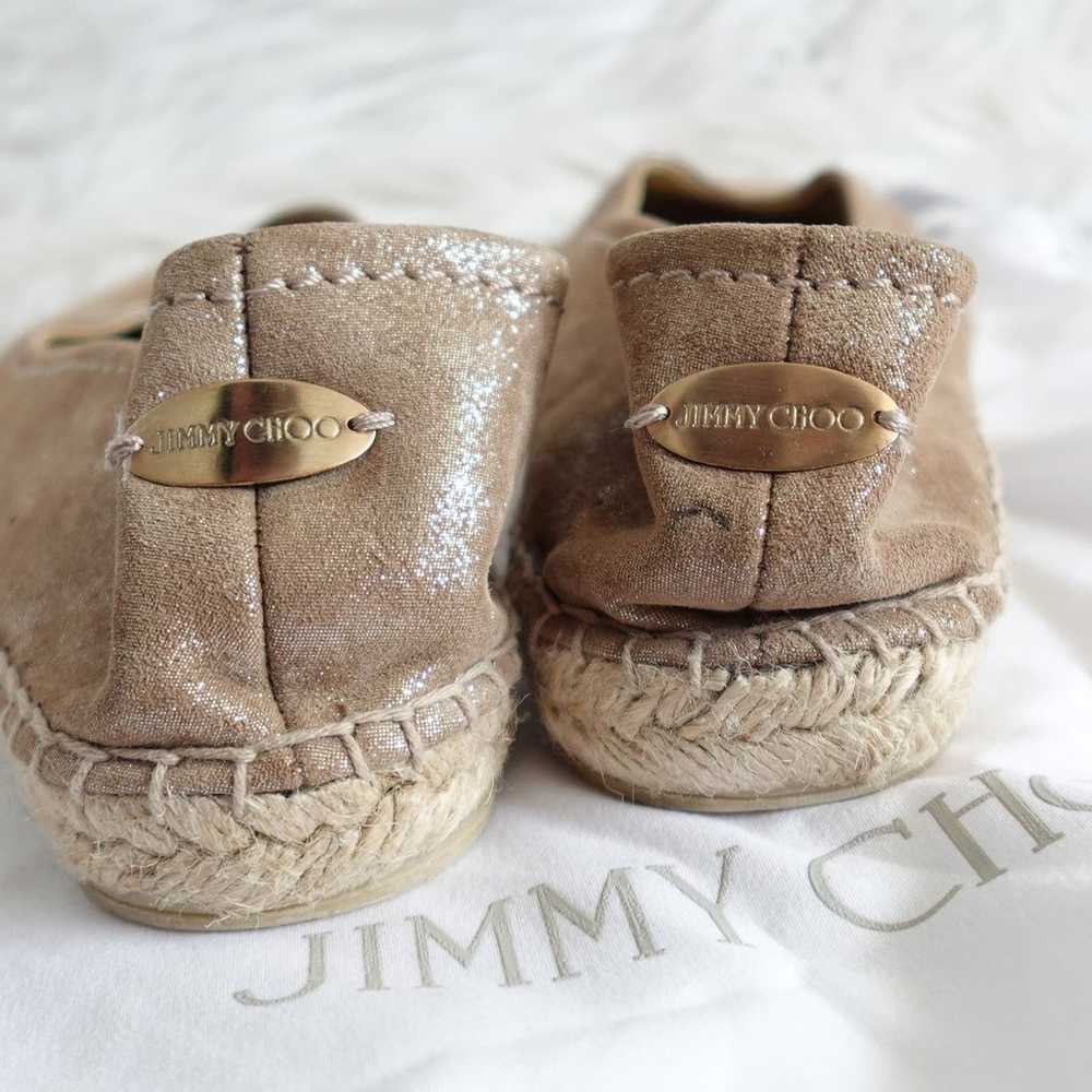 Jimmy Choo Pow Light Brown Shimmery Jute Flat Esp… - image 4