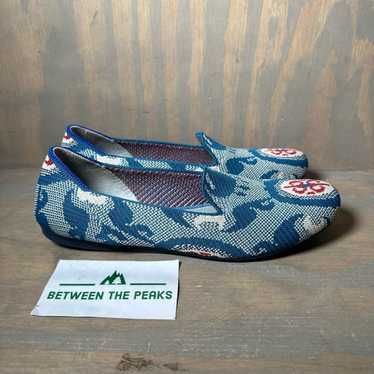 Rothys Womens The Loafer Flat Shoes Blue Textile S