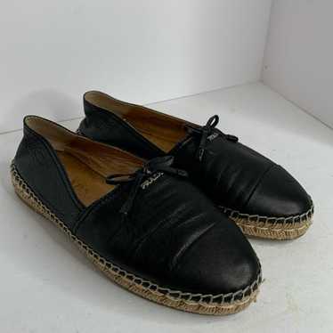 Prada black Napa leather bow tie espadrille - image 1