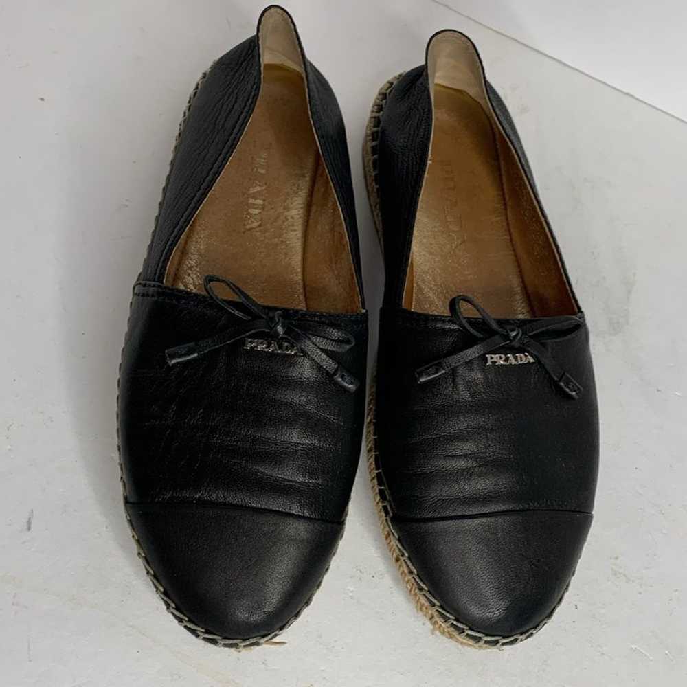 Prada black Napa leather bow tie espadrille - image 2