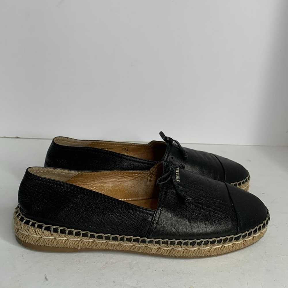 Prada black Napa leather bow tie espadrille - image 3